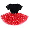 thumbnail image 4 of IBTOM CASTLE Baby Girls 1st 2nd Birthday Outfit Mouse Polka Dots Tutu Princess Dress with Sequin Headband Clothes Set for Cake Smash Photo Shoot 2 Years Black + Red - Polka Dots, 4 of 8