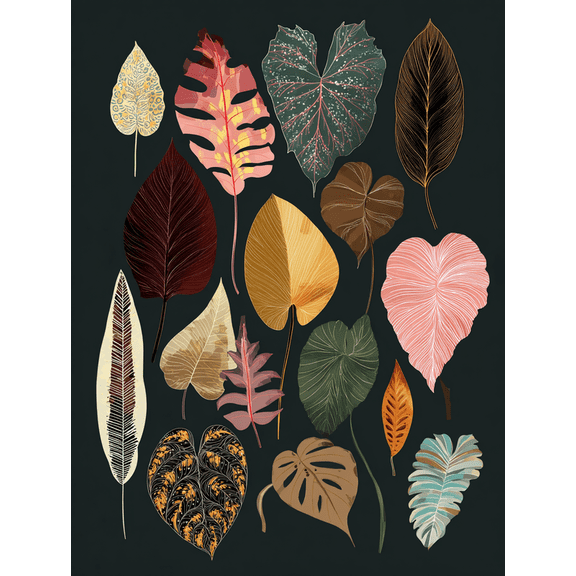 Botanical Leaf Canvas Wall Art,Kitchen Hallway Decor for Living Room Bedroom Office Home