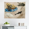 thumbnail image 1 of Mystic Tapestry, Oriental Sunset View with Tree and Mountains Mystique Hills, Fabric Wall Hanging Decor for Bedroom Living Room Dorm, 2 Sizes, Coral Orange Dark Brown, by Ambesonne, 1 of 1