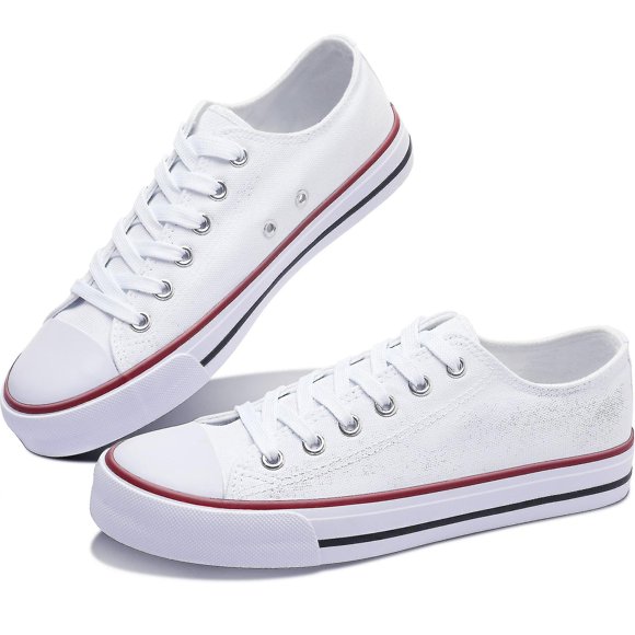 Women Fashion Canvas Sneakers Cute Low Top Shoes Comfortable Ladies Canvas Walking Flats