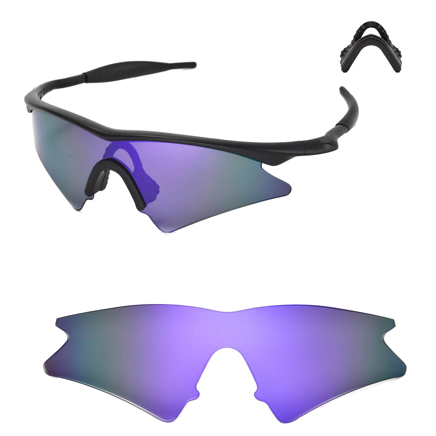 Hilse sikkerhedsstillelse oversøisk Walleva Purple Polarized Lenses And Black Nosepad For Oakley M Frame Sweep  Sunglasses - Walmart.com