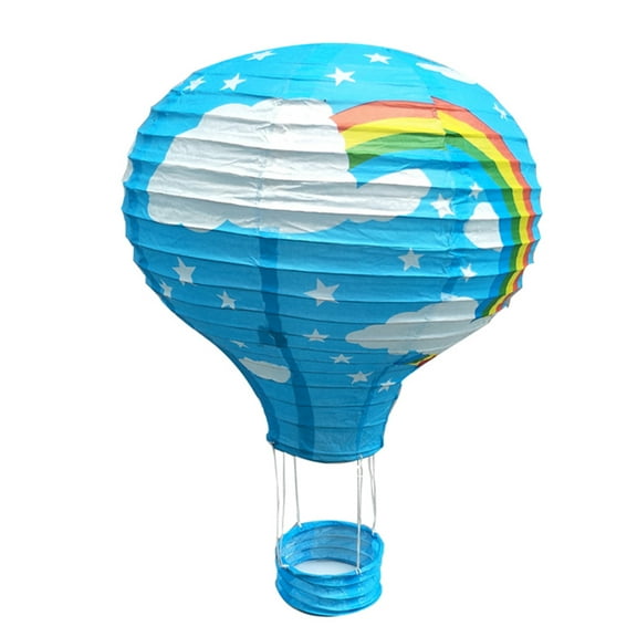 WORGEOUS 2 Pcs 30cm Colorful Hanging Wedding Hot Air Balloon Folding Paper Lantern Party Decorations (Rainbow)