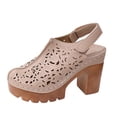 thumbnail image 2 of Bkhluea Women Floral Cutout Slingback Platform Block Heel Sandals Comfortable Footwear For Office Party Casual Outdoor Daily Activities, 2 of 7