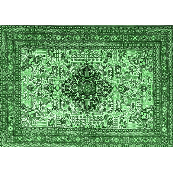 Ahgly Company Indoor Rectangle Persian Emerald Green Traditional Area Rugs, 5' x 8'
