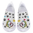 thumbnail image 1 of Zapatillas de deporte para exteriores con estampado de pata de perro colorido para mujer, bonitas y cómodas, informales, planas, de malla, para caminar, 1 of 5