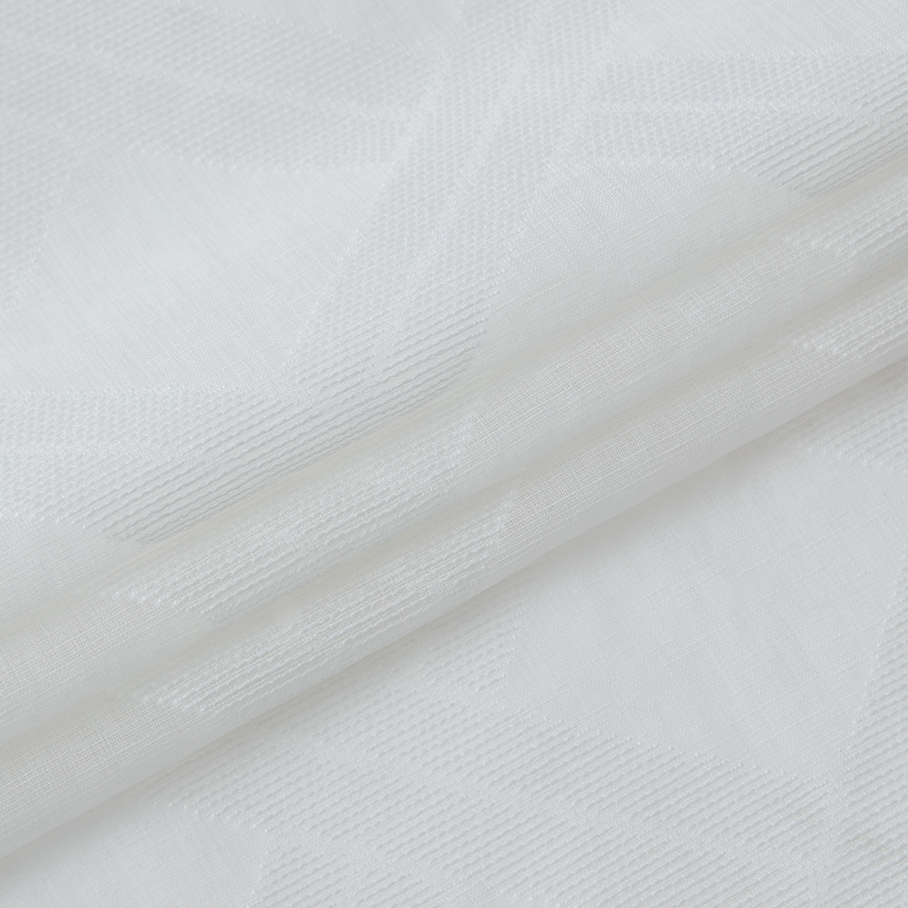 Dainty Home Diamonds Linen Look Boho Semi-Sheer Fabric With Geometric Modern Embroidered Geometric Diamonds Textured Designed Curtain Panel Pair Grommet Panel Pair 2 Curtain Panels 76" x 84" in White