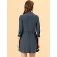 thumbnail image 4 of INSPIRE CHIC Robe-Chemise Mini Évasée pour Femmes à Manches 3/4 Boutonnée devant, 4 of 6
