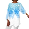 thumbnail image 2 of Meichang Hauts d'Automne pour Femmes Grande Taille T-Shirts Graphiques Pailletés Arbre de Noël Légers à Manches Longues Col Ras du Cou Chandail de Noël Hauts des Fêtes, 2 of 5