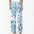 thumbnail image 5 of WTOBBY Women's Pleated Flowy Wide Leg Beach Pants - Crinkle Fabric Summer Trousers with Elastic Waist & Versatile Styling for Resort Wear,Blue L, 5 of 5