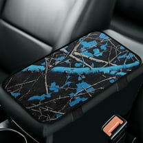 Yuyamidu Camo Hunting Armrest Cover for Car Truck Sedan Blue Wood Auto Center Console Cover Winter Warm Car Center Console Armrest Cushion Accessories