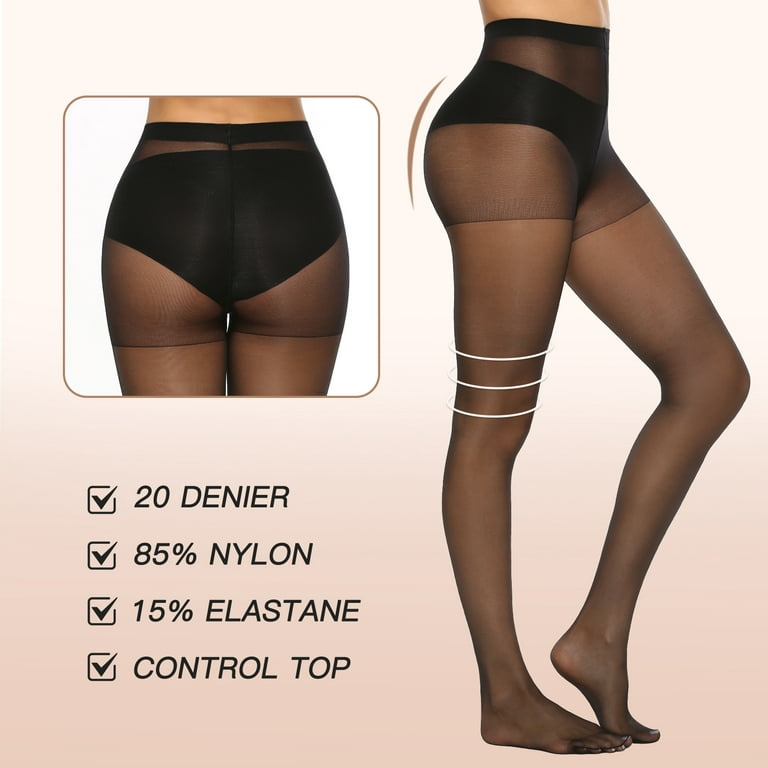 MANZI 6 Pairs 20D Women's Sheer Tights Ultra Thin High Waist Pantyhose  Thigh High Stockings