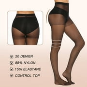 MANZI 6 Pairs 20D Women's Sheer Tights Ultra Thin High Waist Pantyhose Thigh High Stockings