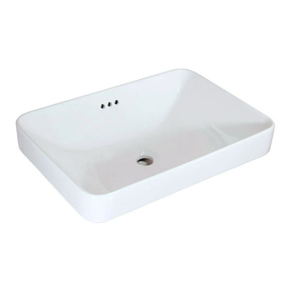 WinZo WZ6174 Rectangular Drop-in Bathroom Sink,Modern Semi-recessed Vessel Basin With Overflow for Vanity White