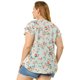 thumbnail image 5 of Women's Plus Size Tops Floral Printed Ruffle Trim V Neck Layered Sleeve Blouse Light Blue 3X, 5 of 7