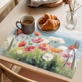 thumbnail image 3 of Placemat Set of 4 Pink Red Floral Ocean Placemats for Dining Table Wildflowers Oil Painting Washable Table Mats for Kitchen and Party Decor Indoor & Outdoor Use, 3 of 8