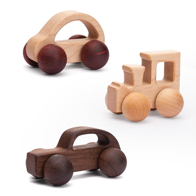 3PCS juguetes de madera para bebés, juguetes de agarre para bebés, juguetes de empuje para autos, juguetes Montessori, vehículos de juguete de madera, #3