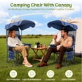 thumbnail image 6 of DKMOCO Camping Chair with Canopy, Outdoor Folding Chair with Adjustable Sun Shade, Cup Holder, Side Pocket, Heavy Duty Portable Lawn Chair for Adults, Blue Gray, 6 of 9