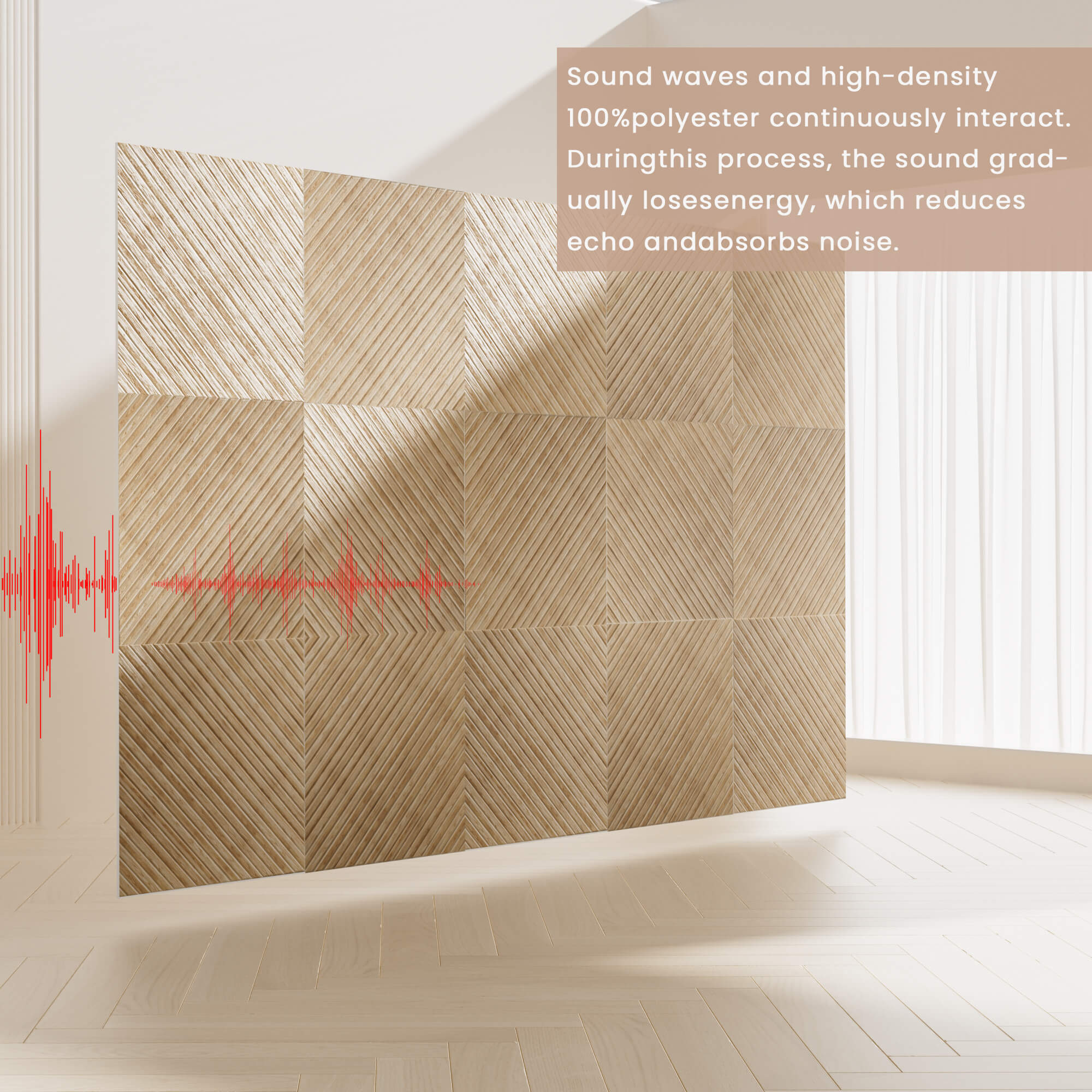 8 Pack 23.6''x23.6'' Acoustic Wall Panels, Art Soundproof Panels, Wood Texture Noise Reduction Panels, Self-Adhesive Decorative Acoustic Panels for Wall and Ceiling, Home Studio, Bedroom, Office