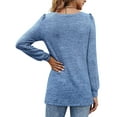 thumbnail image 5 of Luxtrada Womens Tunic Tops for Leggings Square Neck Puff Sleeve Shirts Casual Fall Sweatshirts (Blue,2XL）, 5 of 10