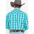 thumbnail image 7 of Rock & Roll Denim Men's And Poplin Plaid Print Snap Long Sleeve Western Shirt Blue Medium, 7 of 7