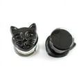 thumbnail image 6 of BodyJewelryOnline Pair of Double Flare Black Cat Head Design Ear Plugs Made of Glass Men Women, 6 of 8