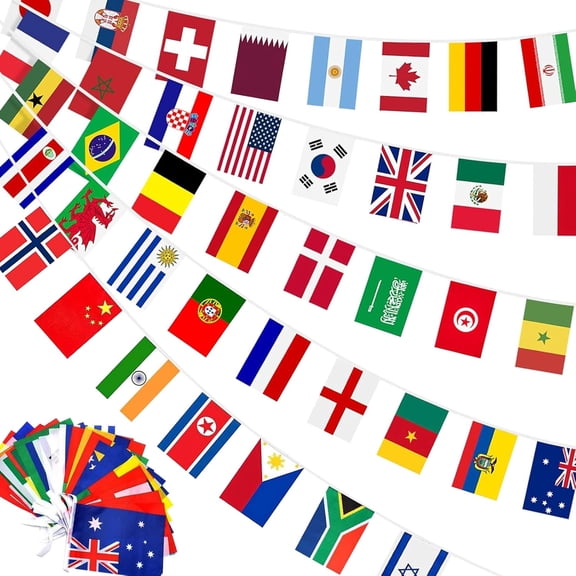 100 Countries String Flag Banner,98FT World Flags Bunting Banners,International Mini Flags Garland for Bar/School/Sports Events/Around The World Party/International Party/Multicultural Decorations
