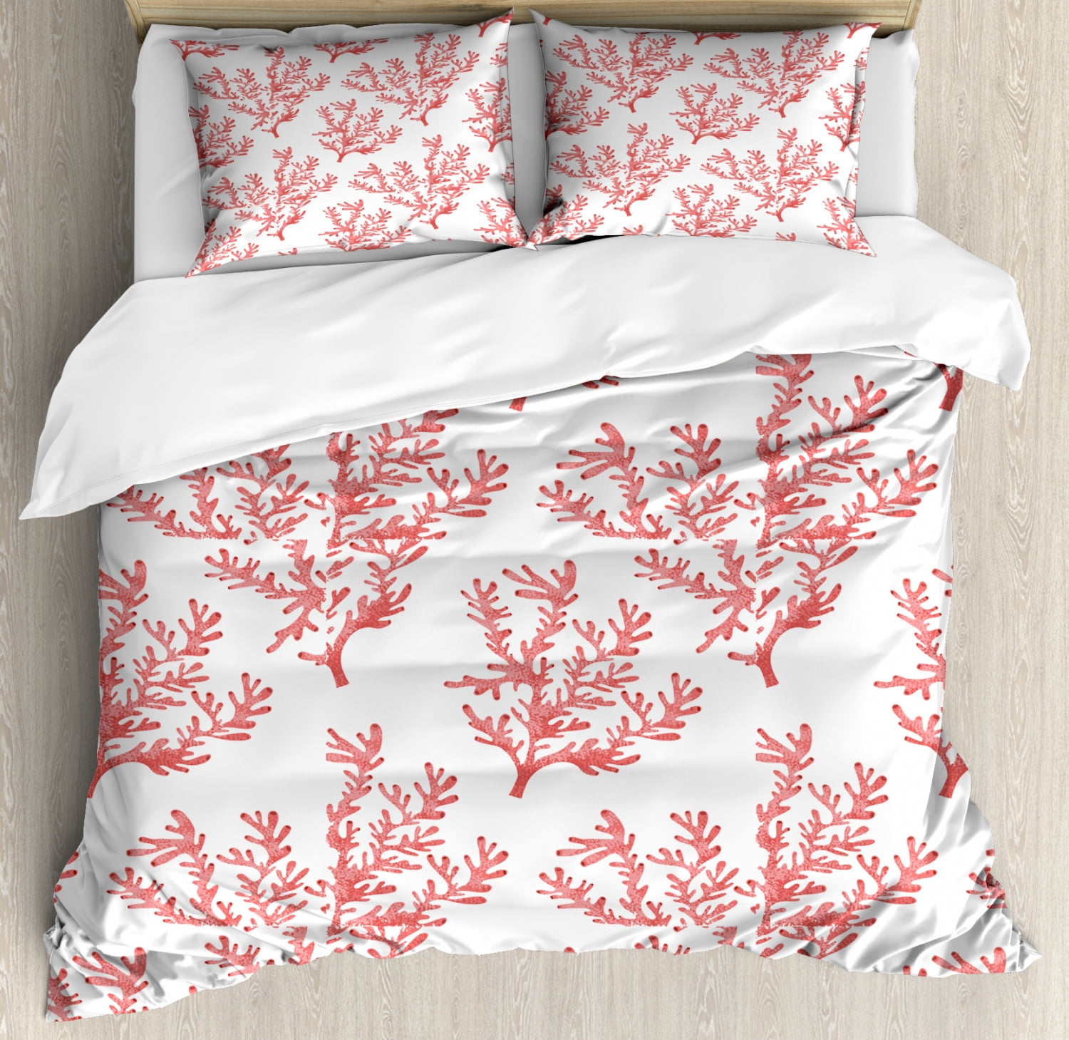 Under the Sea Duvet Cover Set, Simplistic Nautical Concept of Seaweed