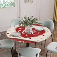 thumbnail image 2 of Red Valentine's Day Fitted Tablecloth with Elastic Edged, Round Table Cloth for Dining Table, Love Heart Roses Romantic Rustic Waterproof Oil Proof Table Cover for Indoor Outdoor 36"-44", 2 of 8