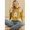 thumbnail image 5 of Women's Cozy Yellow Stripe Daisy Floral Round Neck Sweater for Winter | [ZhiHiMeRi] | (US 12-14)L, 5 of 12