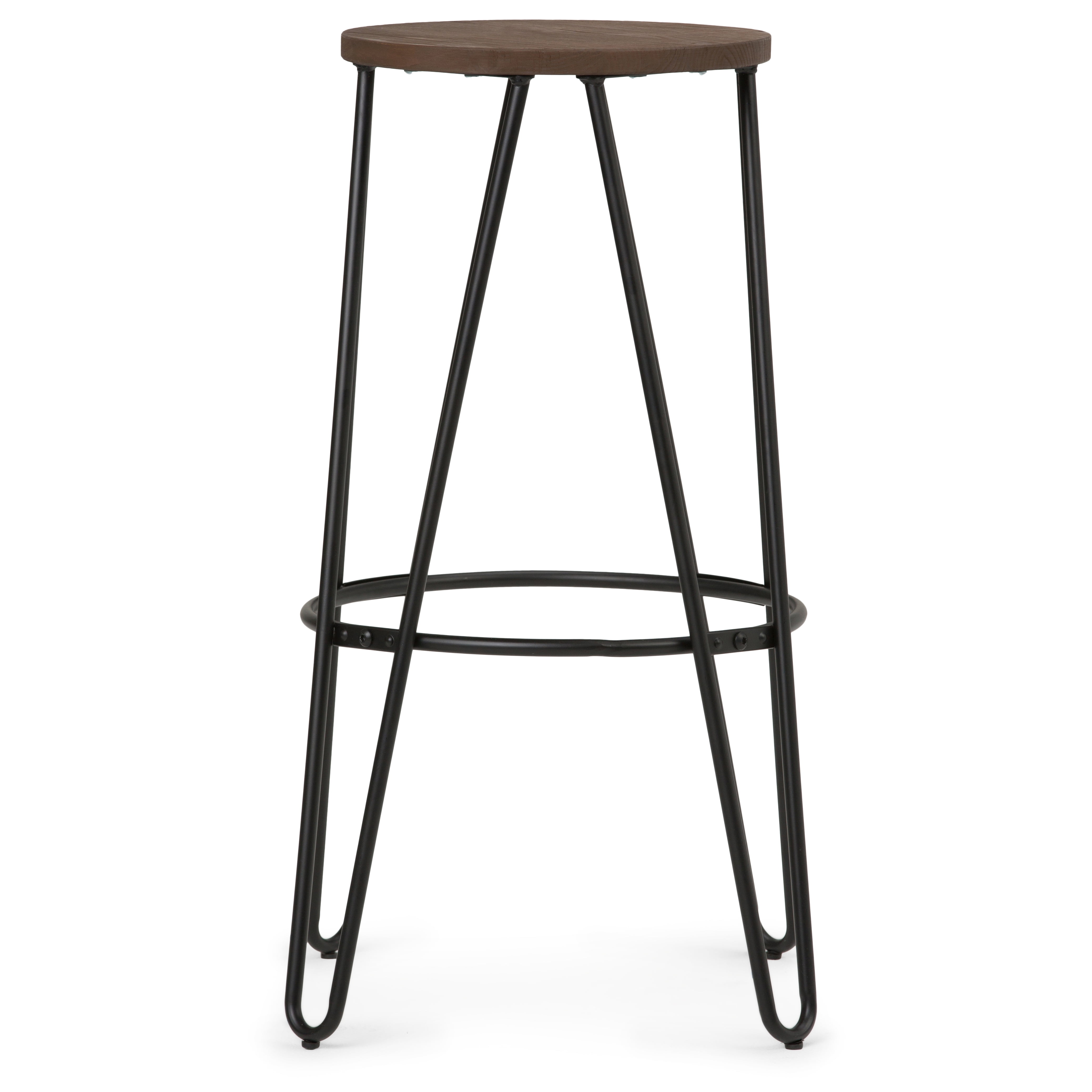 Webster SOLID ELM WOOD 24 inch Metal Counter Height Stool with Wood Seat in Cocoa Brown