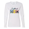 thumbnail image 2 of Wild Bobby, Colorful Softball Mom, Mother's Day, Women Graphic Long Sleeve T-Shirt, White, Medium, 2 of 3