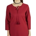 thumbnail image 6 of Moomaya Solid Long Kurti For Women Cotton Tunic 3/4 Sleeve Ethnic Formal Kurta w/ Pockets, 6 of 7