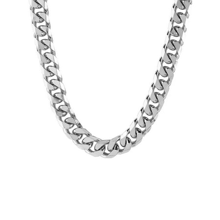 Coastal Jewelry Men's 24 Inch Stainless Steel Beveled Curb Chain Necklace (10 mm)