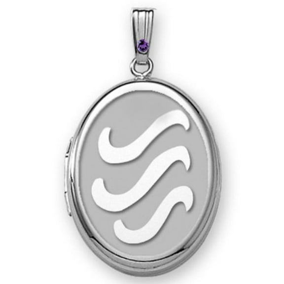 PicturesOnGold.com Sterling Silver H2O Oval Locket 5/8 inch x 3/4 inch Sterling Silver