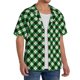 thumbnail image 2 of Fotbe Green Argyle Plaid Camisa Estampada de Manga Corta para Hombre, Casual de Verano, Estilo Playero, Sin Arrugas-Small, 2 of 5