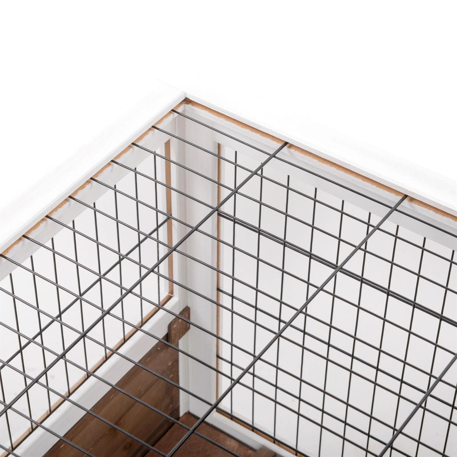 Pefilos 35" Wooden Rabbit Hutch Indoor, Outdoor Bunny Enclosure on Wheels Guinea Pig Cage for Small Animals with Pull Out Trays, Brown