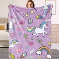 thumbnail image 4 of Kainsy Unicorn Blanket for Girls, Flannel Blanket Throw for Bed Sofa Couch, Purple Unicorn Soft Cozy Blanket Gift for Teen Girls Birthday, Inch Lightweight Plush Throw Blanket(40"x50"), 4 of 7
