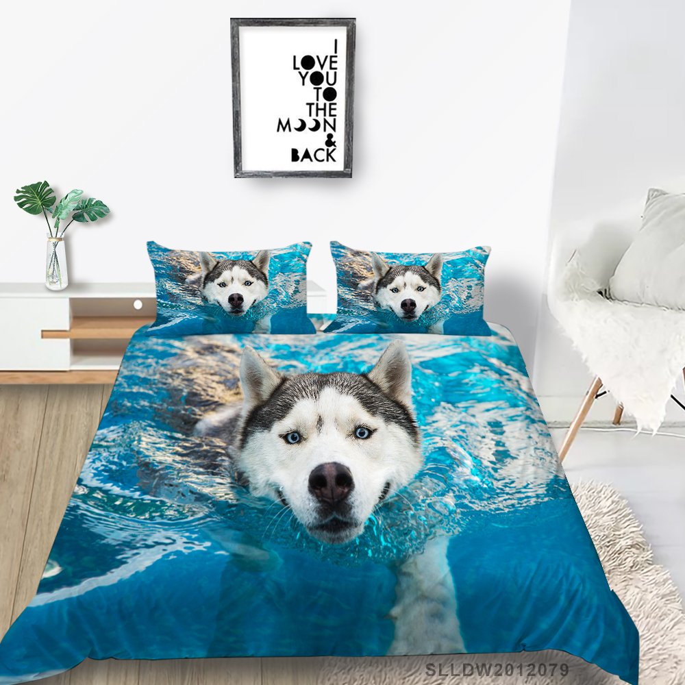 Stylish Modern 3D Duvet Cover Set With Dog Print Bedding