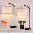 thumbnail image 2 of Lámpara de mesa para sala de estar, dormitorio, juego de 2 lámparas de mesa de 23.5 pulgadas con puertos USB C+A, lámparas de noche para mesita de noche con pantallas de lámpara de lino, 2 of 9
