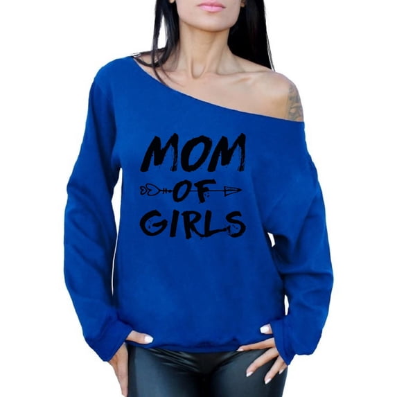 Awkward Styles Women's Mom of Girls Mothering Graphic Off Shoulder Tops Oversized Sweatshirt Black Arrow New Mom Mother's Day