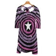 thumbnail image 6 of Pink And Black Starry Concentric Circles-1 Flare Dress Square Neck Dress Elegant Female Fashion Printed Dress, 6 of 9