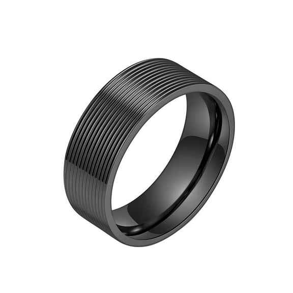 HIJONES Men's Stainless Steel 8mm Wide Ring Wedding Band Comfort Fit Black Size 13