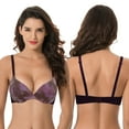 thumbnail image 3 of Curve Muse Women's Plus Size Perfect Shape Add 1 Cup Push Up Underwire Bras-2PK-Plum Print,Plum-38B, 3 of 6