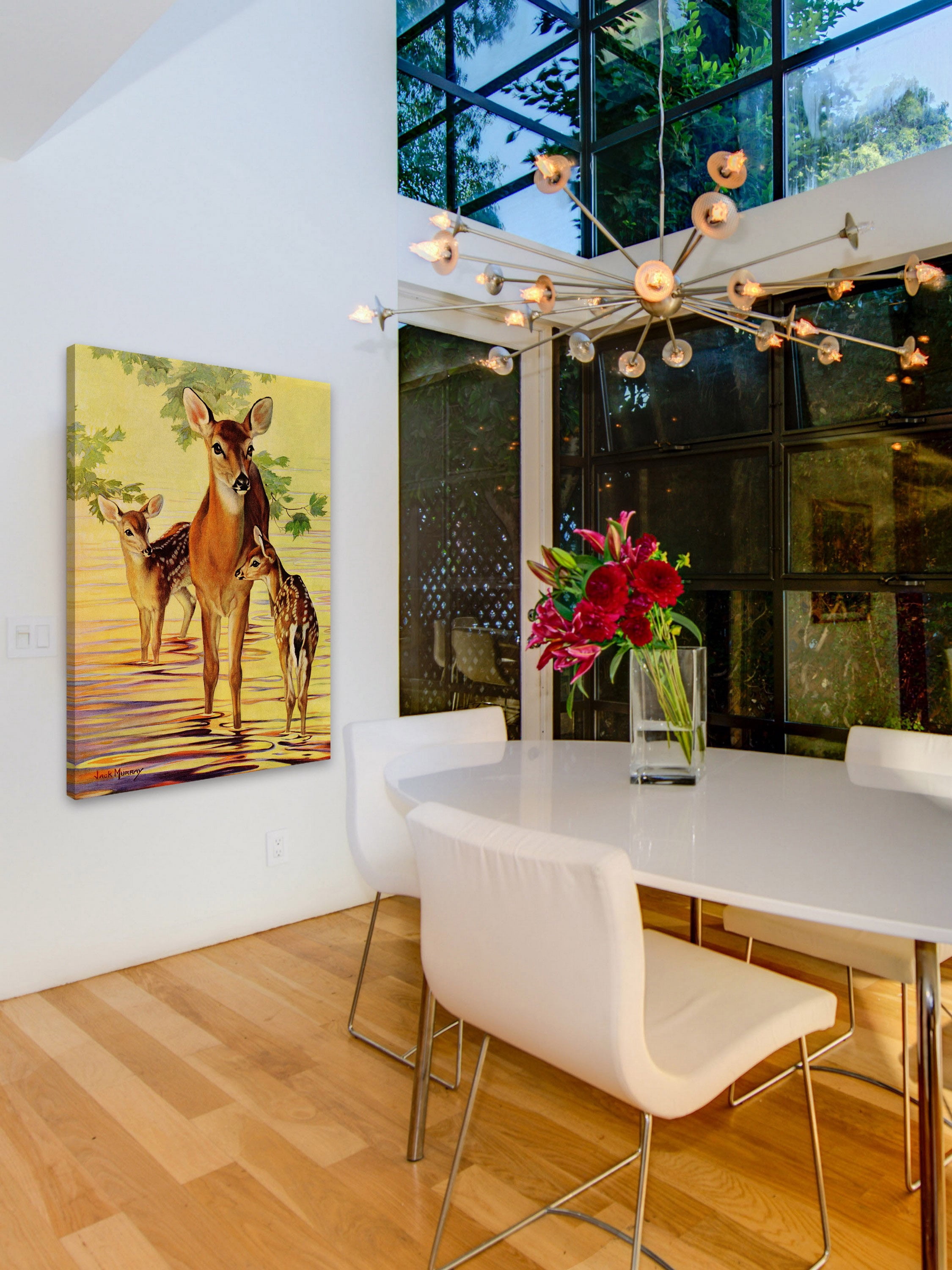 "Doe and Fawns" Painting Print on Wrapped Canvas