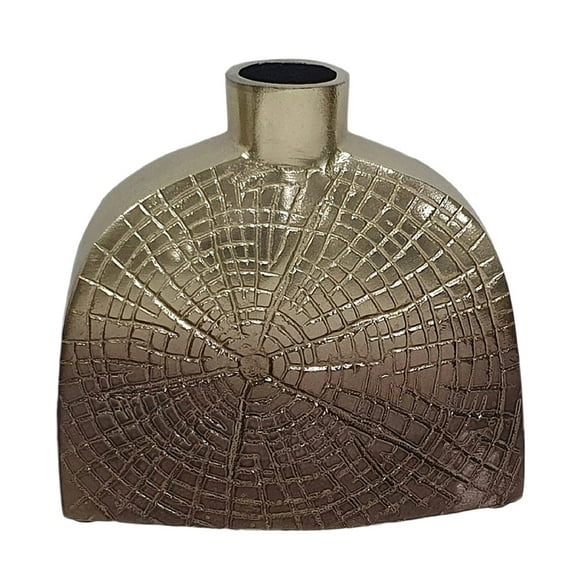 A&B Home Percy Aluminum Vase - 8"W x 4"L x 7.5"H - Gold/Brown