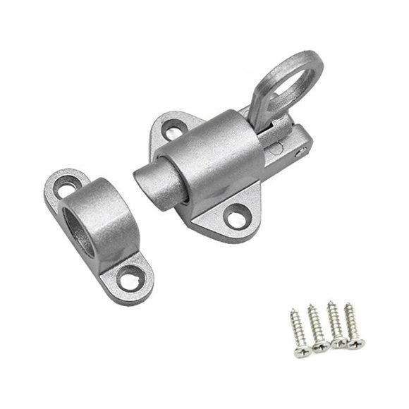 Spring Door Lock Self-Closing Latch, Security Automatic Sash Gate Lock Silver