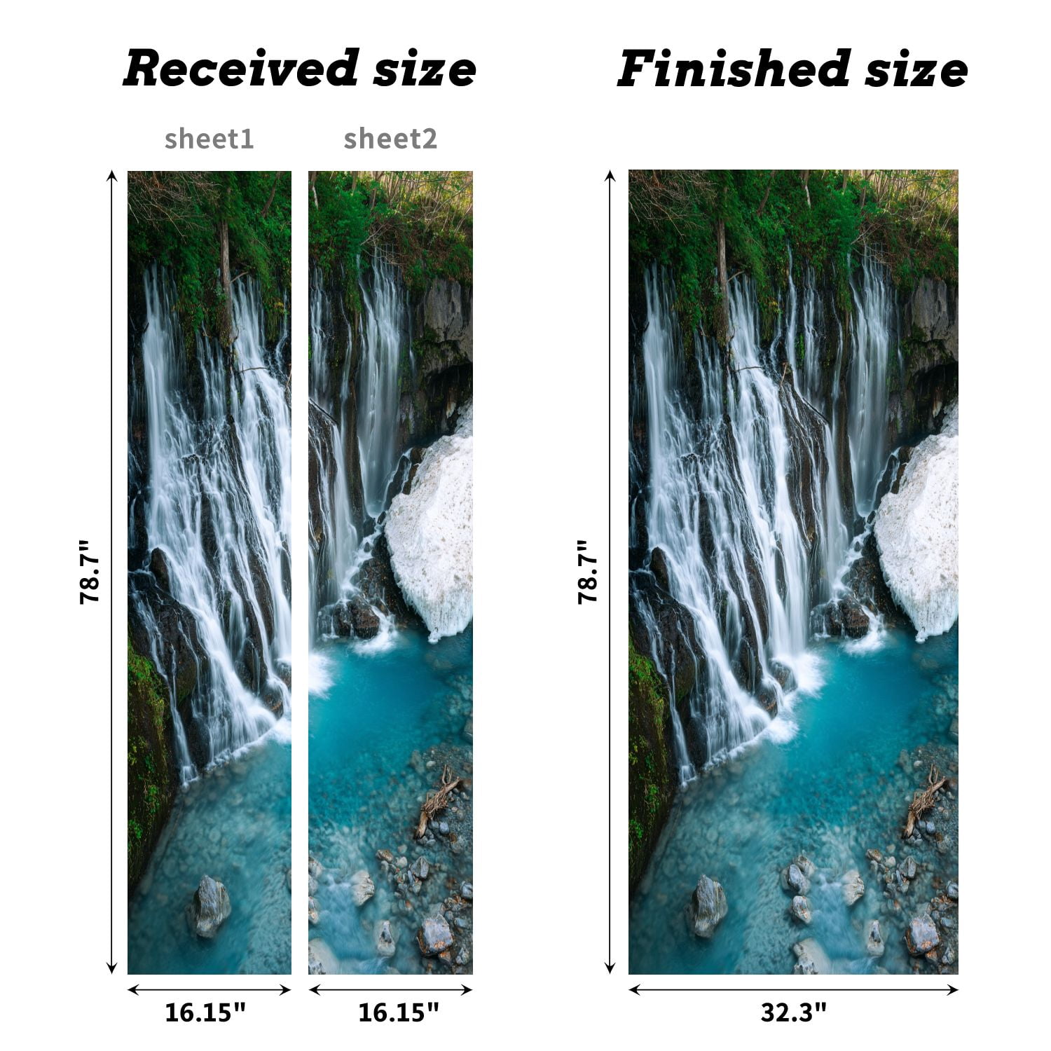 Self Adhesive Vinyl Refrigerator Wrap Set nature blue waterfall river summer Door Mural Removable Fridge Sticker Peel and Stick&nbsp;Full Door Cover Decal Kitchen Bar Decor