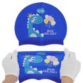 thumbnail image 5 of Unique Bargains 1 Pc Silicone Cartoon Dinosaur Swim Cap Dark Blue, 5 of 6