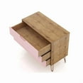 thumbnail image 6 of Manhattan Comfort Rockefeller 3-Drawer Wood Dresser in Pink/Natural (Set of 2), 6 of 12