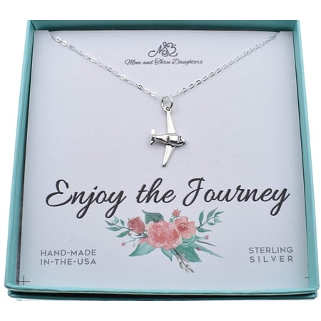 Women's Airplane necklace in sterling silver on an 18 inch sterling silver cable chain. Gift for pilot. Gift for Airline Attendant. Flight Attendant.